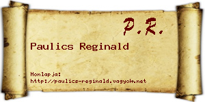 Paulics Reginald névjegykártya